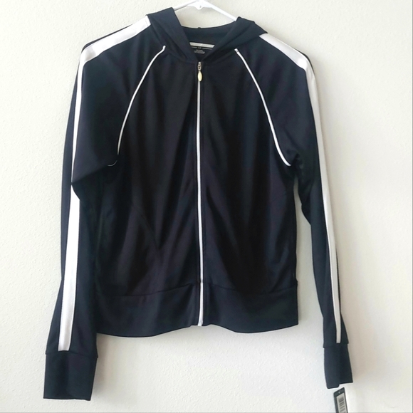 Jockey Jackets & Blazers - NWT Jockey Black & White Hooded Zipup Jacket